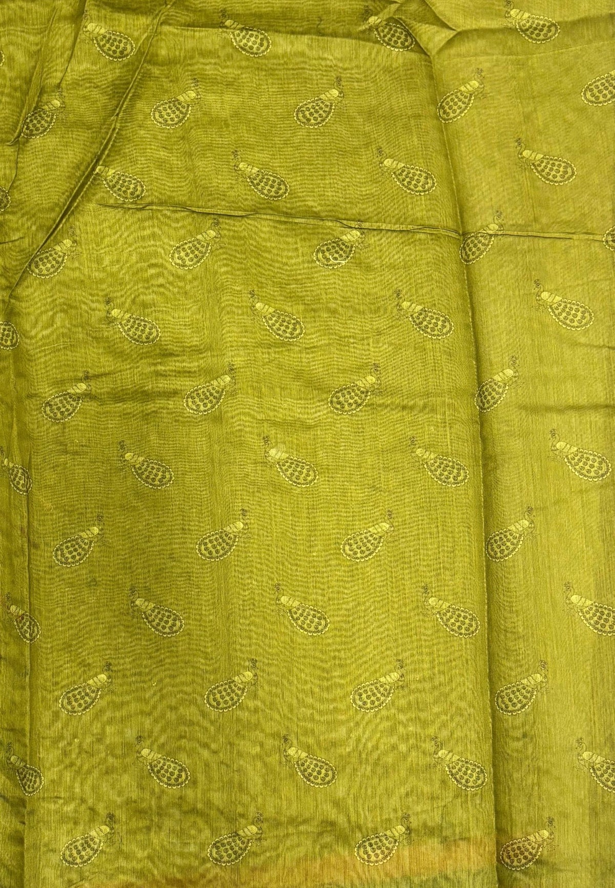 Chanderi Saree-Light Green In Peacock Floral Border