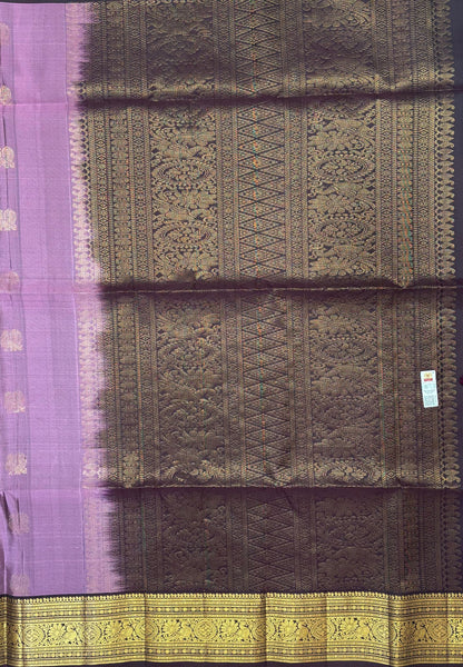 Pure Kanchipuram Silk Saree-Mauve Pink With Contrast Border