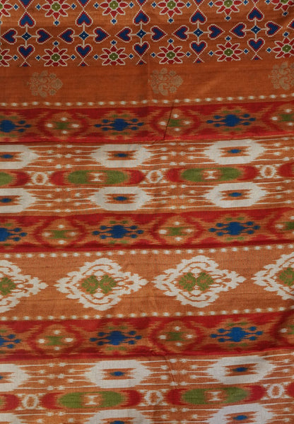 Soft Semi Tussar Saree -Mustard with Patola Print