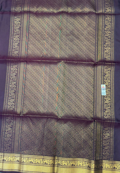 Pure Kanchipuram Silk Saree-Dark Maroon In Deer & Yali Zari Border