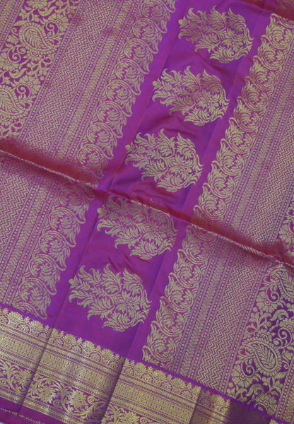 Pure Soft Silk Saree – Rani Pink with Floral Brocade Border