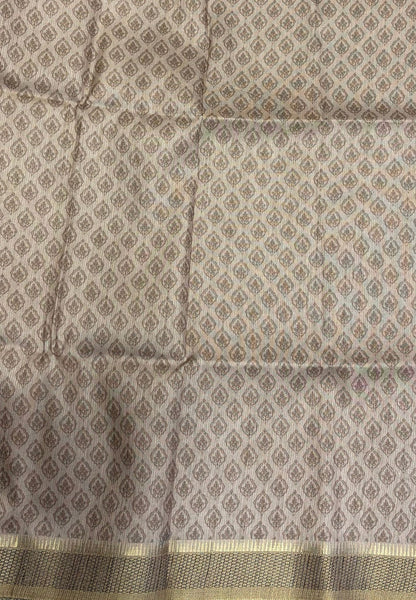 Tussar Saree-Beige in Rose Floral Pattern Border