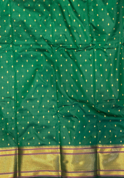 Traditional Peacock Floral Brocade Border - Green