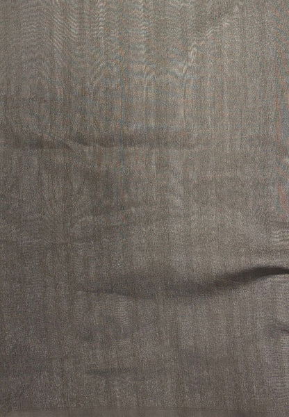 Tussar Saree-Grey in Leheriya Stripe Border