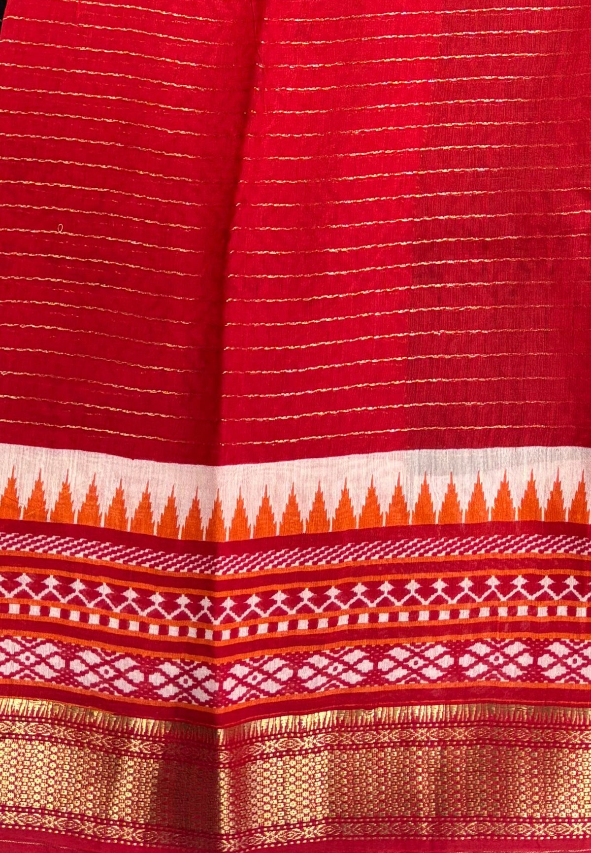Soft Tussar Saree-Black in Tower Pattern Border