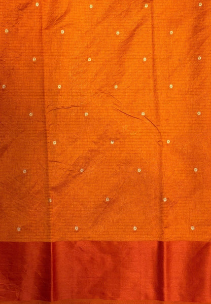 Art Silk Kota Saree-Rust Orange In Geometric Zari Brocade Border