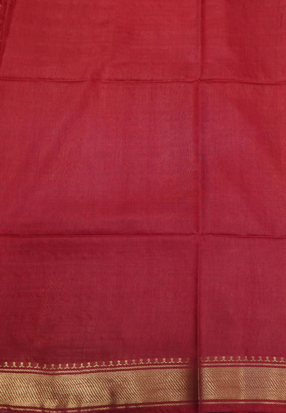 Semi Bhagalpur Tussar Saree-Zari Dots Red