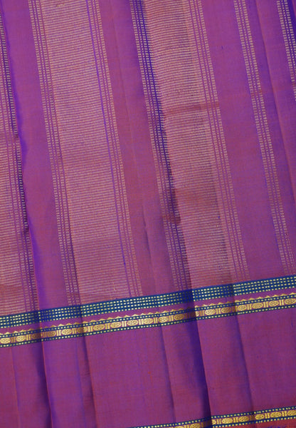 Pure Kanchipuram Silk Saree-Ink Blue with Retapett Border