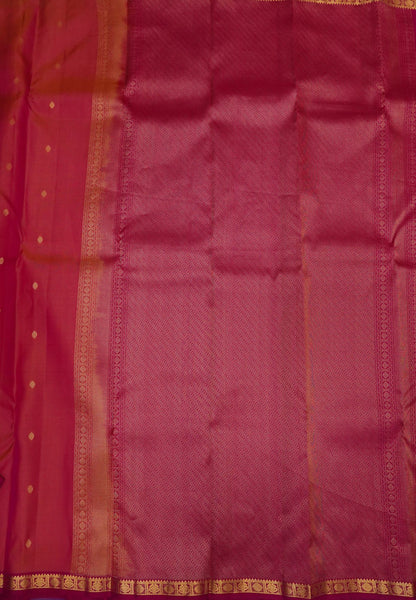 Pure Kanchipuram Silk Saree-Bronze Pink with Small Border