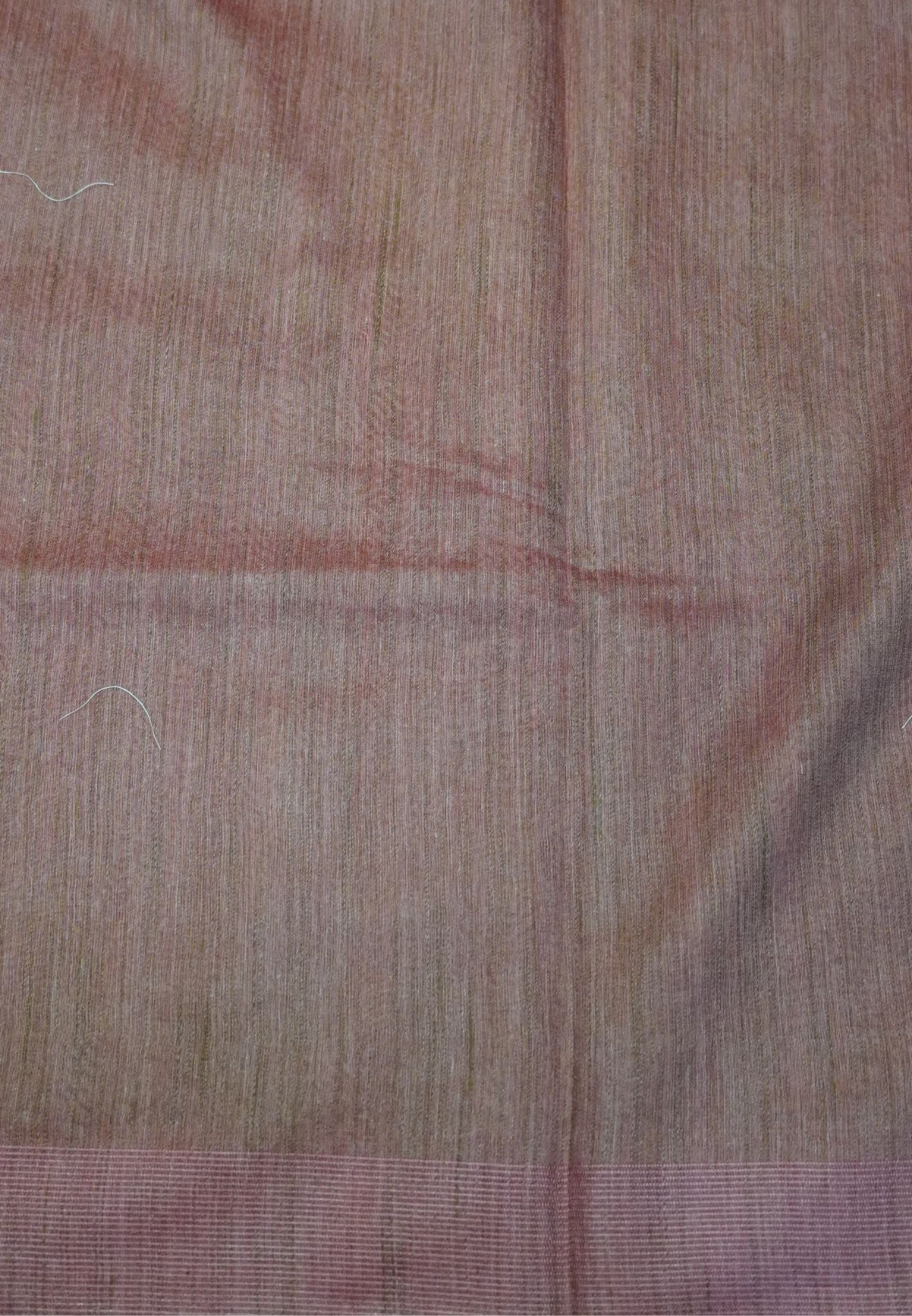 Kota Tussar Saree-Muted Maroon Embroidery