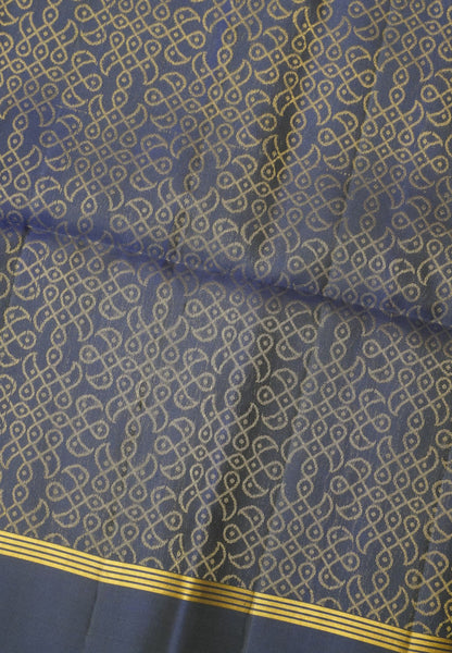 Pure Soft Silk-Navy Blue with Kolam Zari Butta