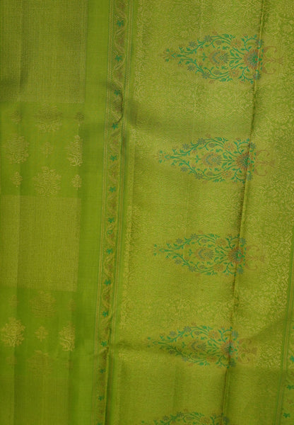 Pure Kanchipuram Silk Saree-Light Green With Meenakari Work and Small Border
