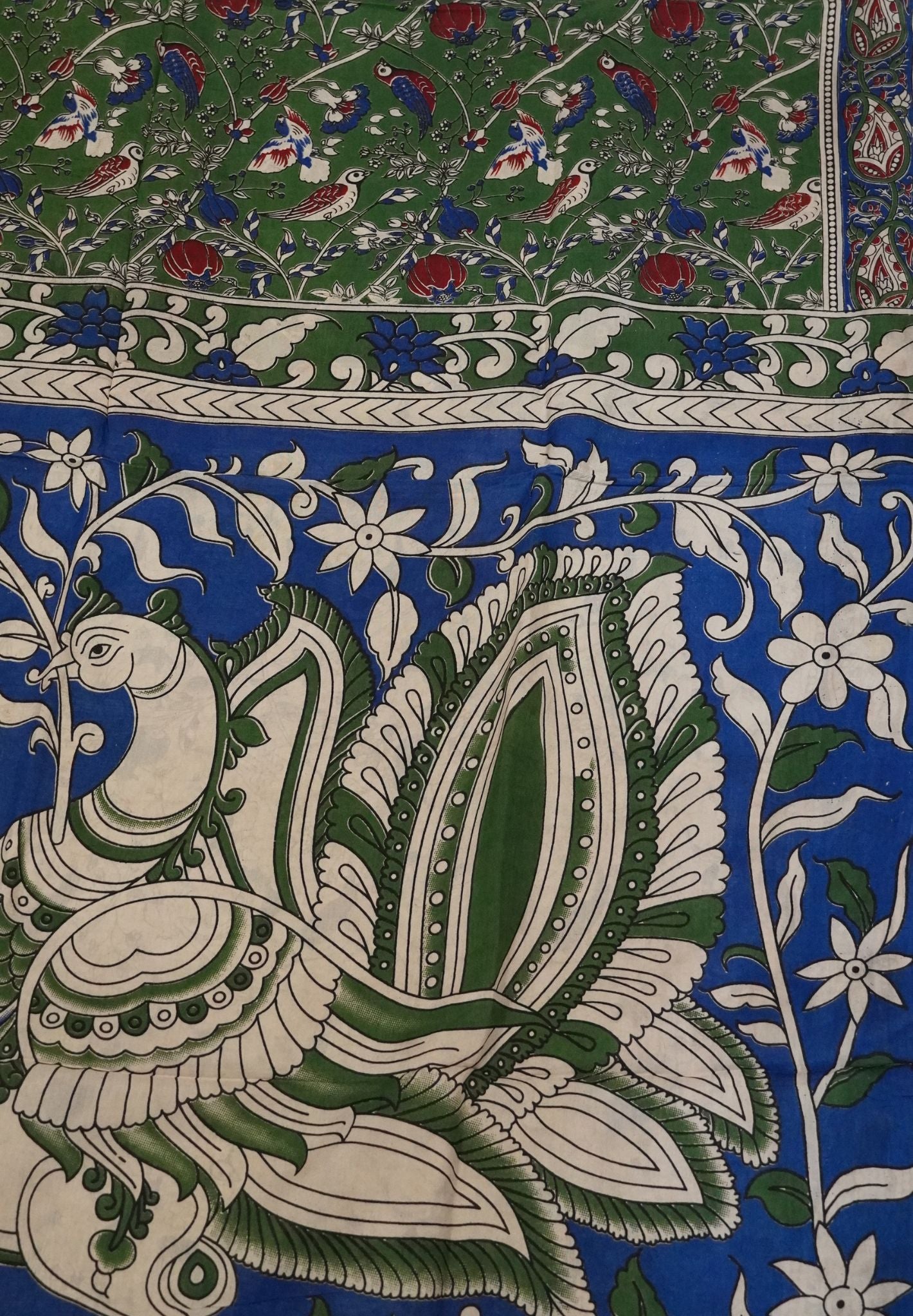 Kalamkari Cotton Saree - Sage Green