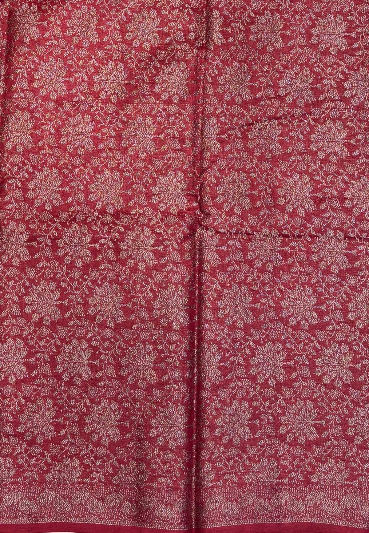 Pure Tussar Saree-Maroon in Floral Vine Brocade Border
