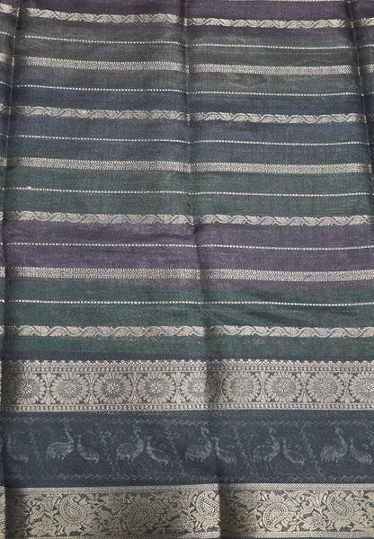 Dola Silk Saree-Rainbow with Crane Border