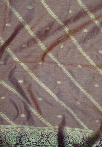 Semi Tussar Saree with Floral Zari Weaving - Maroon