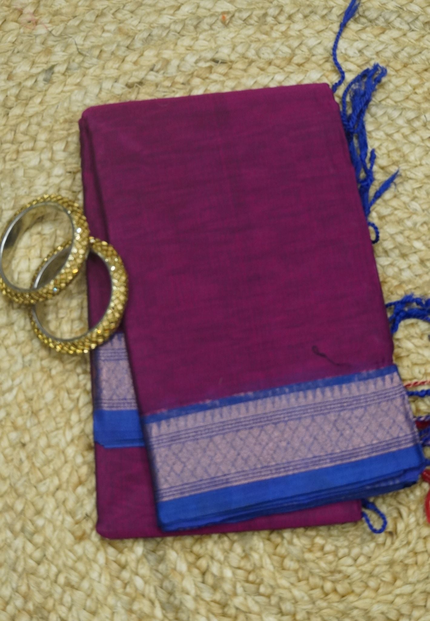 Dakka Cotton Saree -Magenta