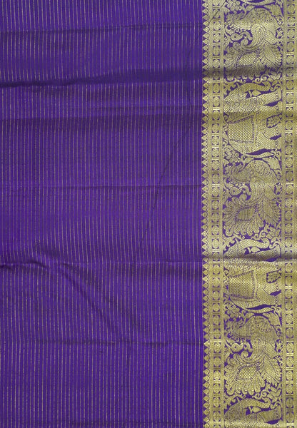 Pure Kanchipuram Silk Saree-Purple Vairaoosi with Mayil Chakram Butta