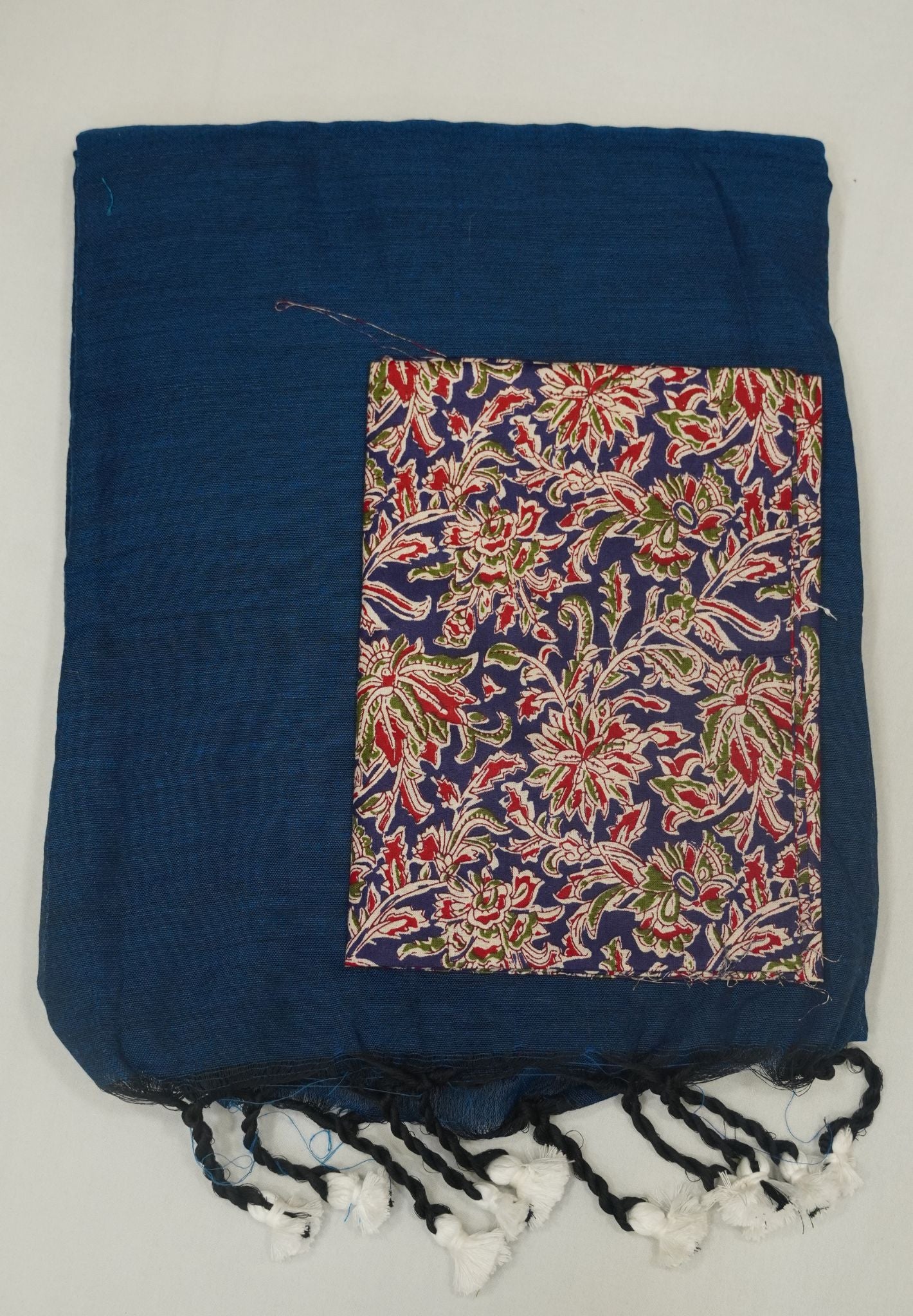 Khadi Cotton Saree - Peacock Blue