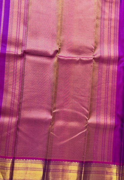 Pure Kanchipuram Silk Saree -Teal Green-Purple