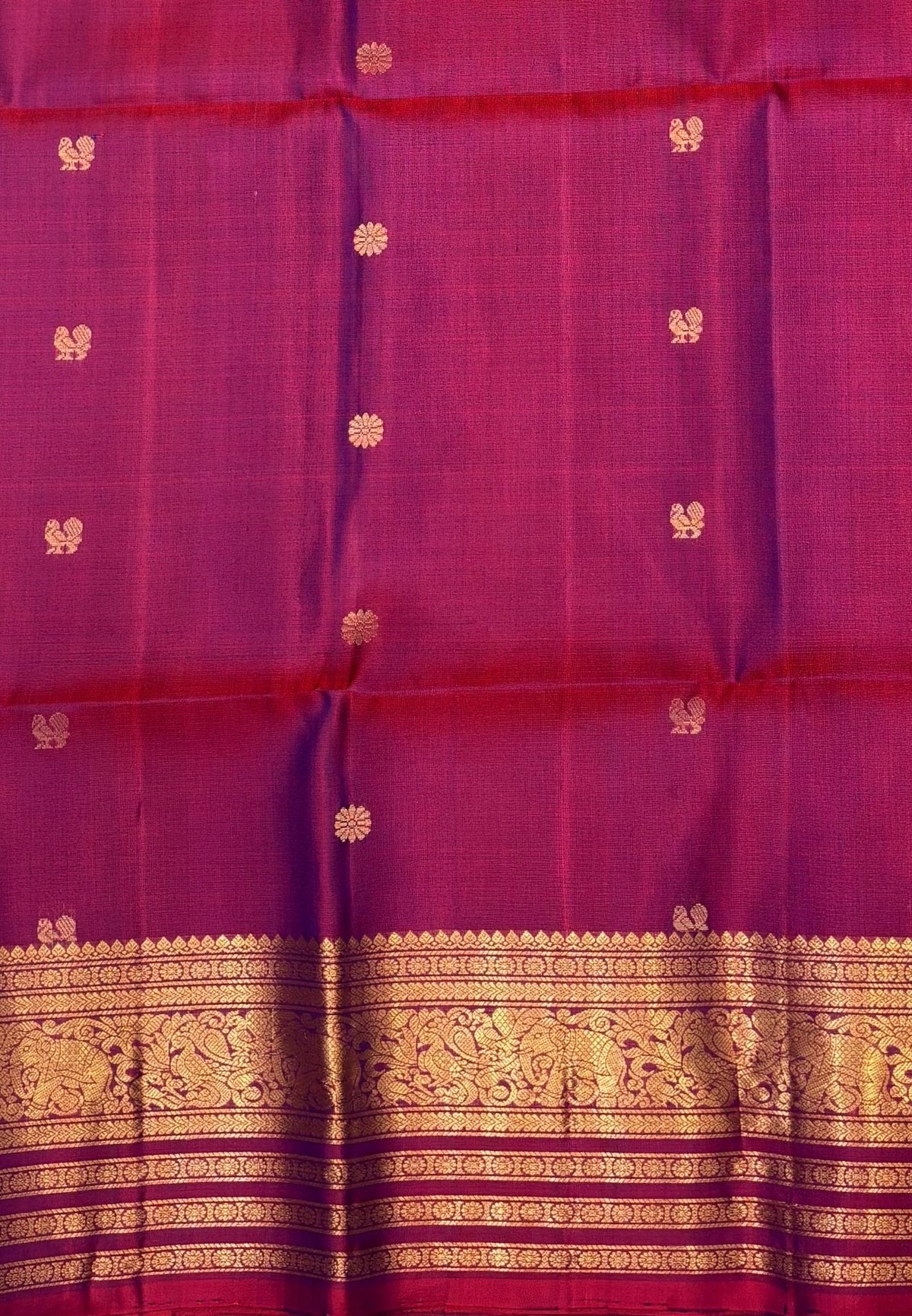 Pure Kanchipuram Silk Saree-Pastel Pink in Grand Floral Annam Zari Border