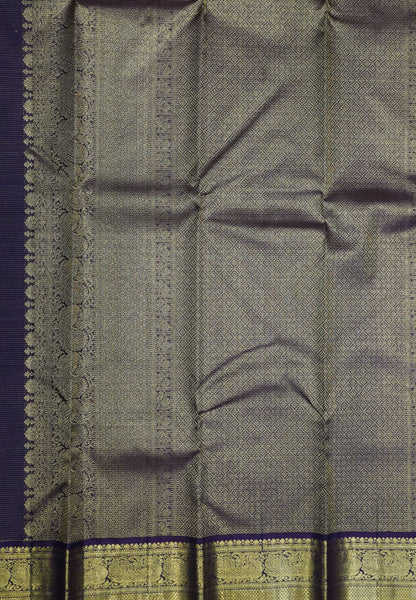 Pure Kanchipuram Silk Saree-Arakku Podi Kattam with Peacock Zari Motif