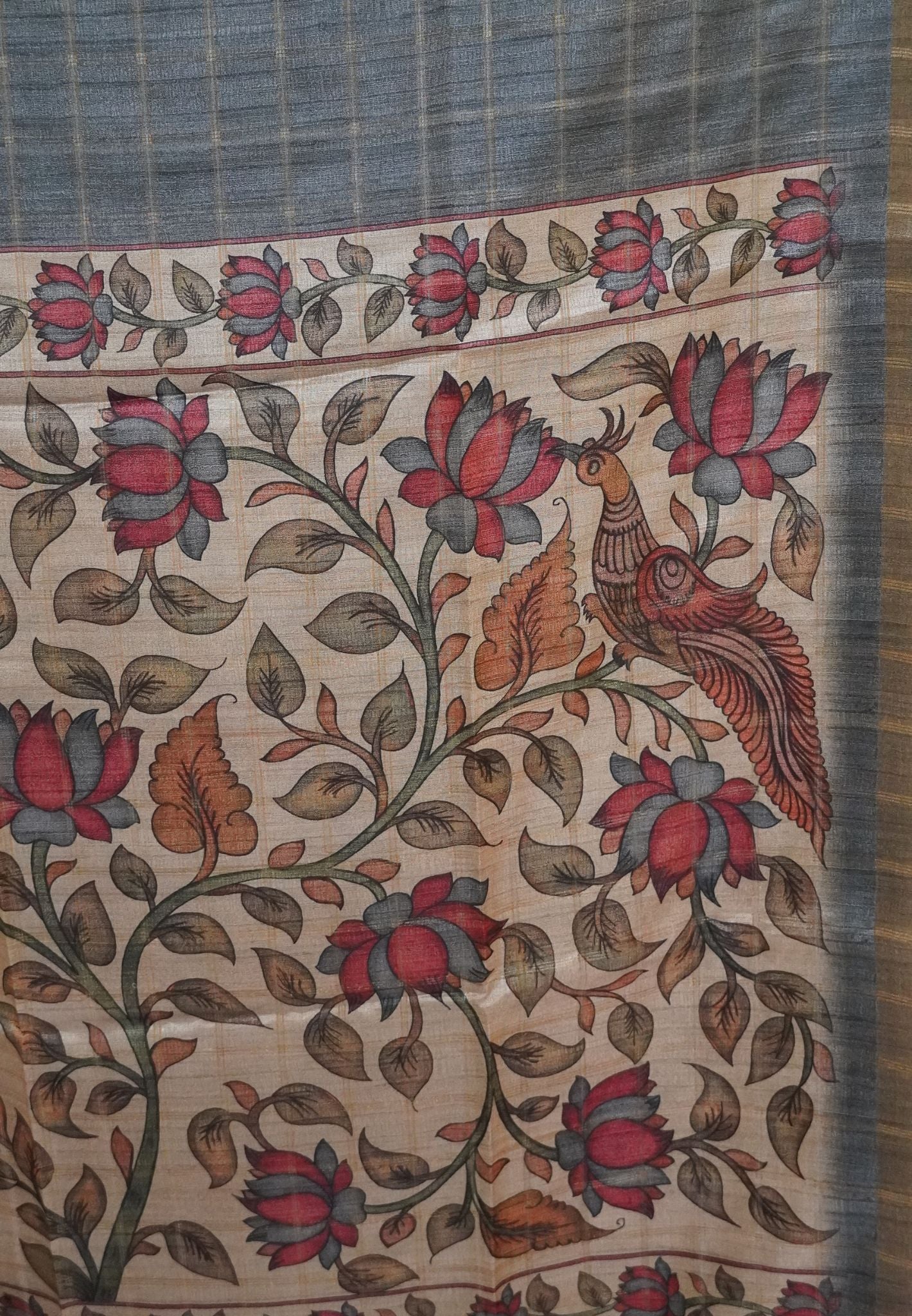 Semi Tussar Saree - Grey