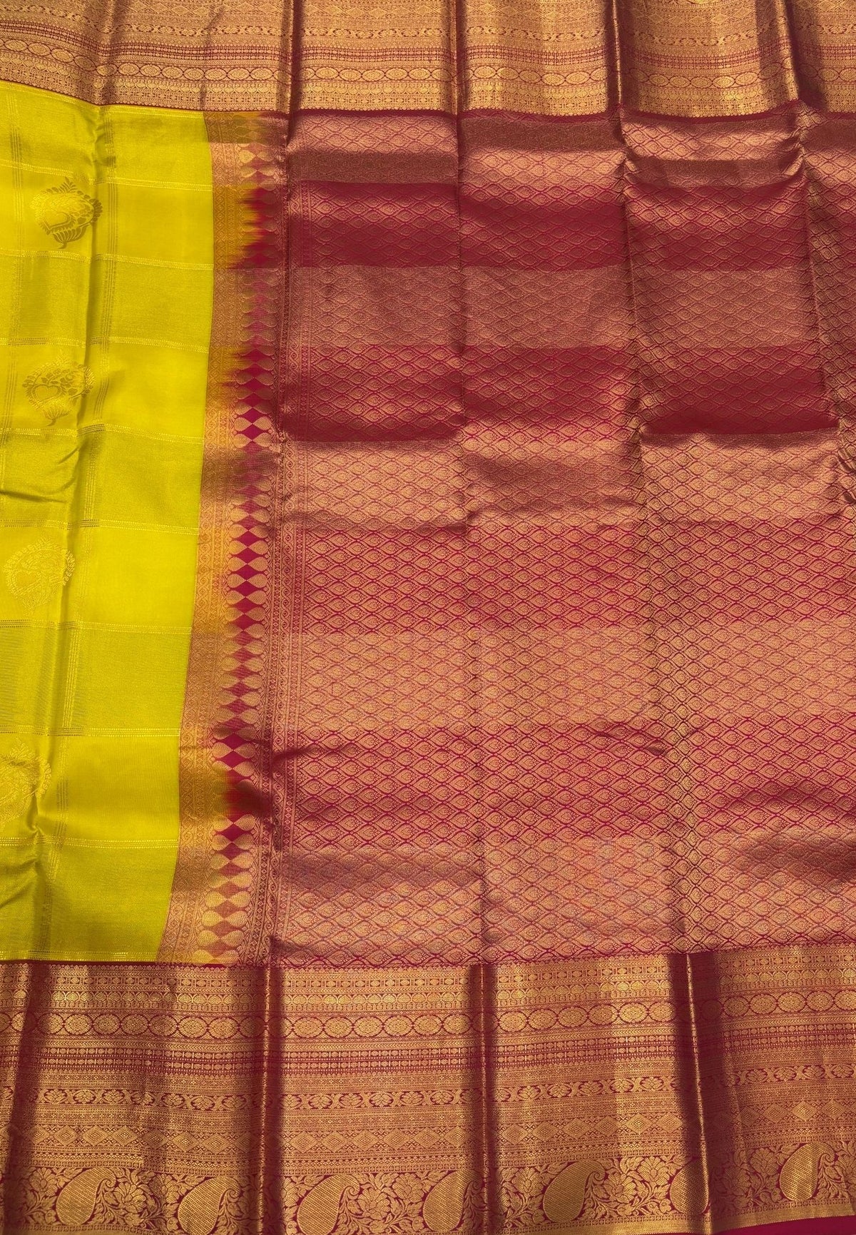 Pure Kanchipuram Silk Saree -Yellow Red
