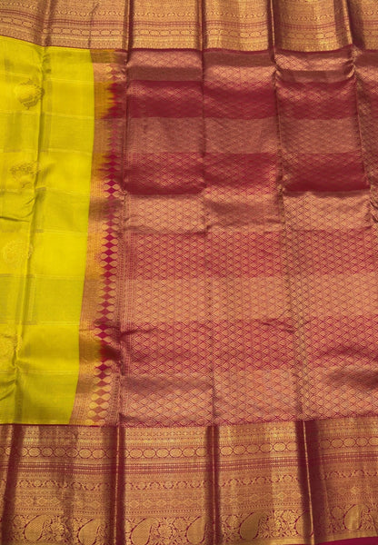 Pure Kanchipuram Silk Saree -Yellow Red