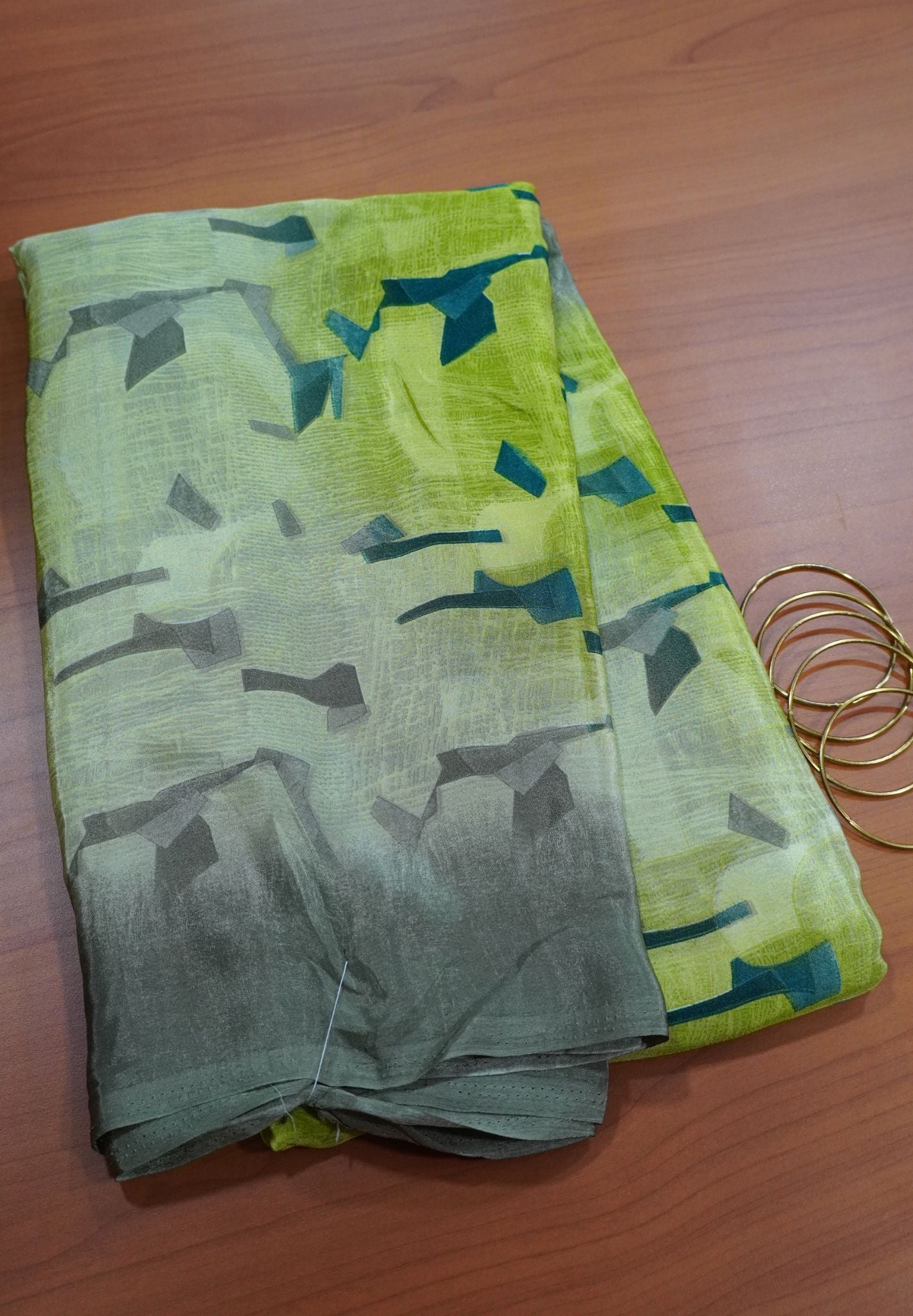 Crepe Saree - Parrot Green