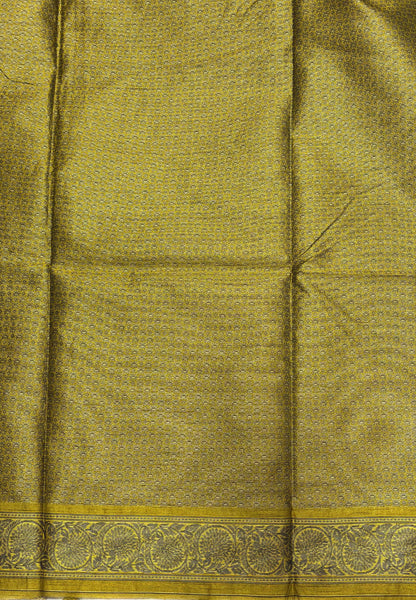 Semi Raw Silk Saree-Mustard with Contrast Retapet Border