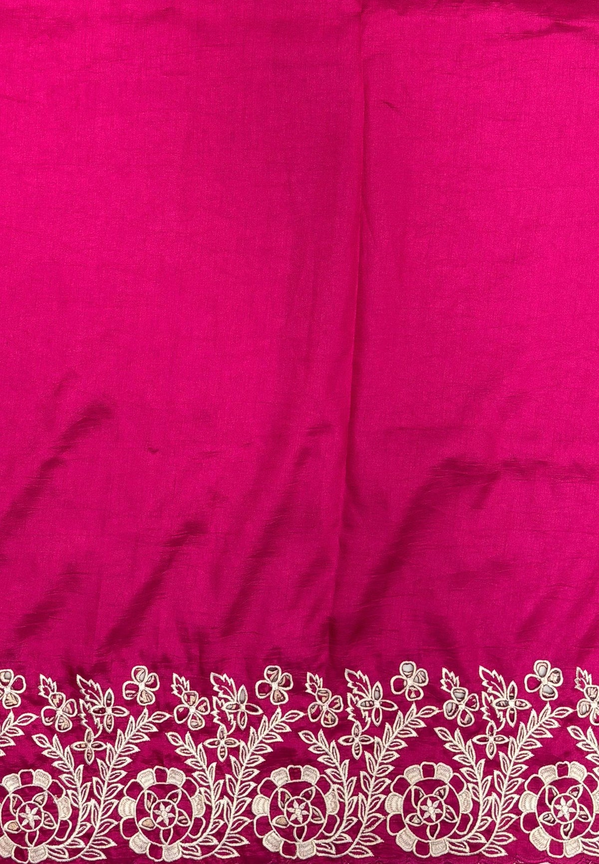 Rsian Silk Saree-Rani Pink In Daisy Floral Embroidery Border