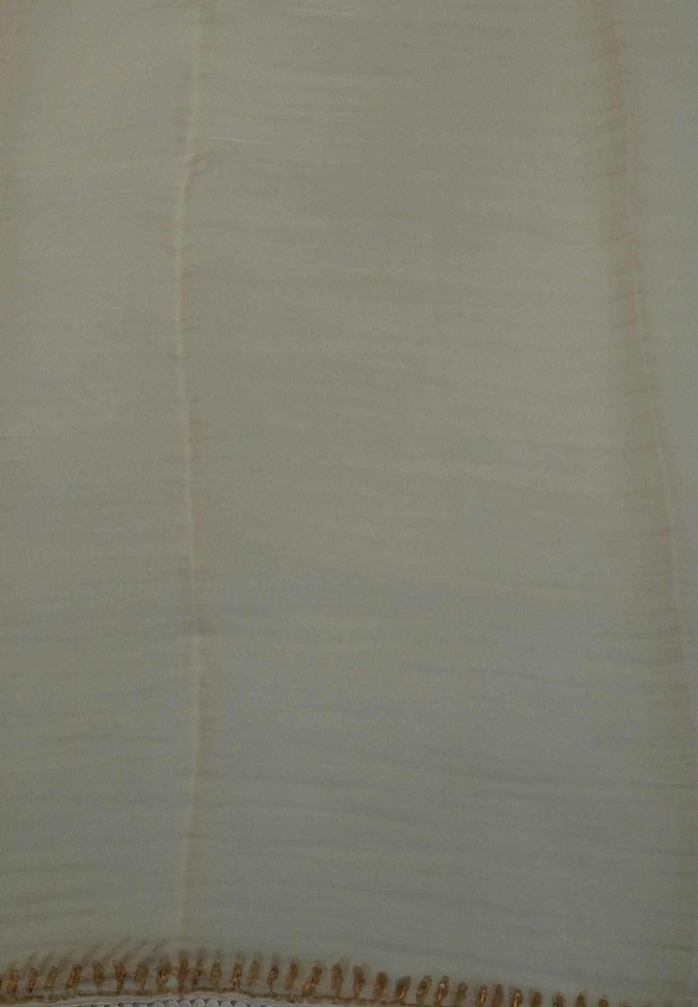 Crush Organza Saree-Beige with French Knot