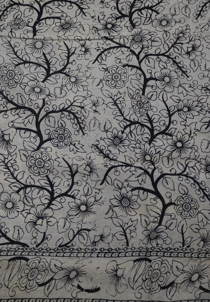 Kalamkari Cotton Saree – Traditional Art Inspired Design – Violet