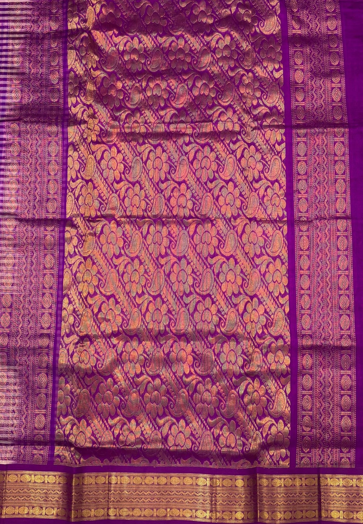 Pure Silk Cotton Saree-Blue In Kalyani Zari With Contrast Border