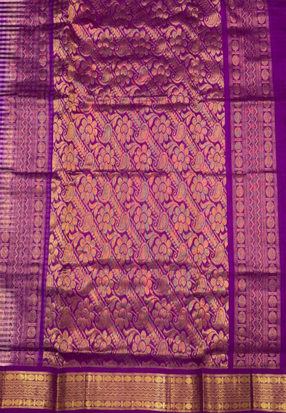 Pure Silk Cotton Saree-Blue In Kalyani Zari With Contrast Border