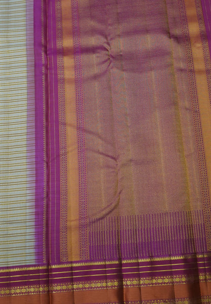 Pure Kanchipuram Silk Saree-Sandal with Contrast Korvai Border