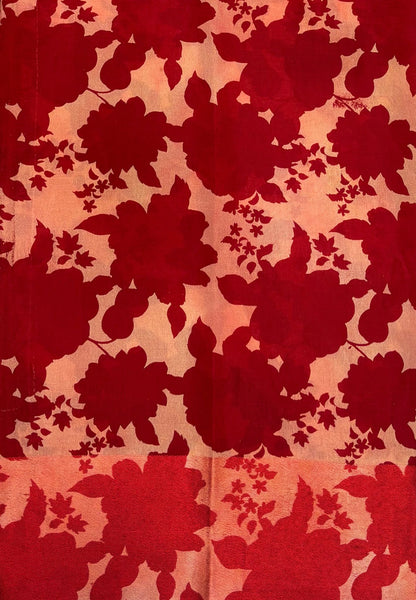 Soft Kora Tissue Saree-Redish Maroon in Floral Jaal Zari Border