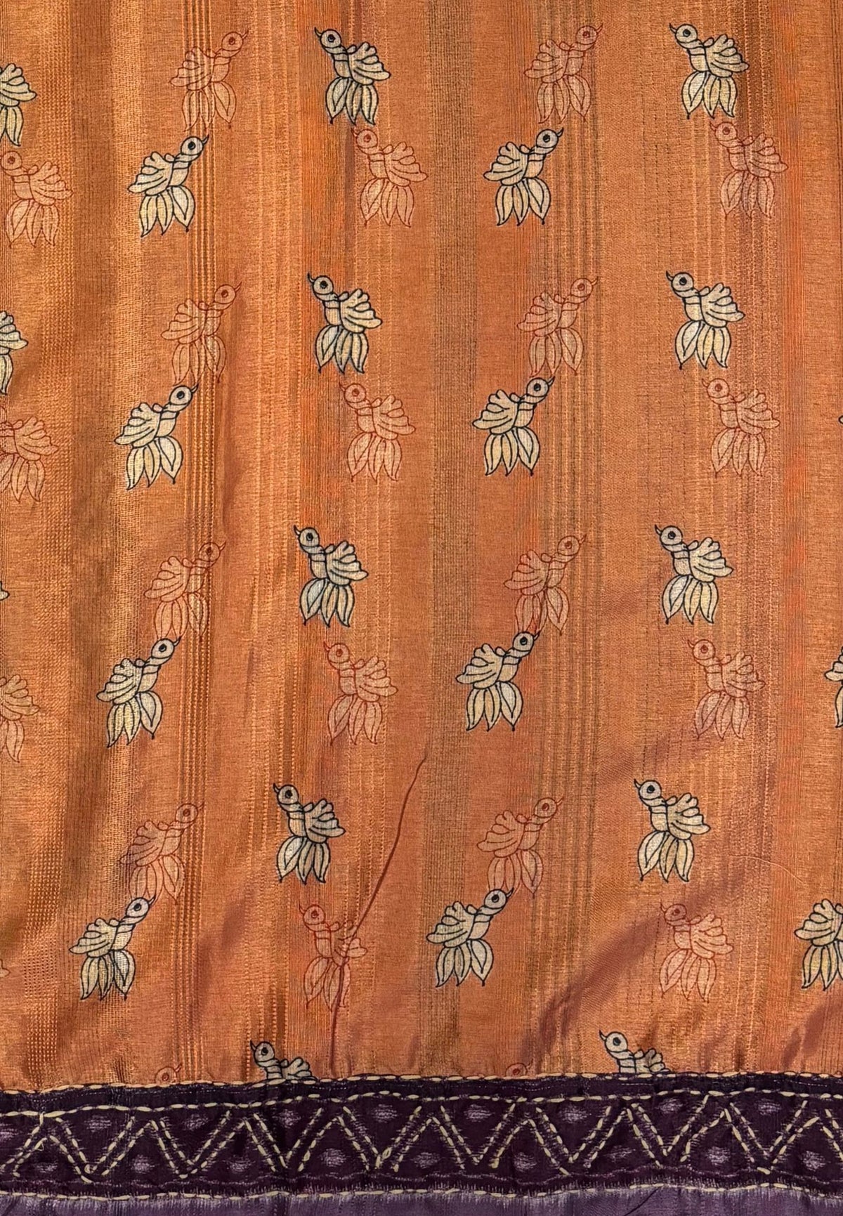 Dola Saree-Pale Orange In Figurative Tribal Motif Border