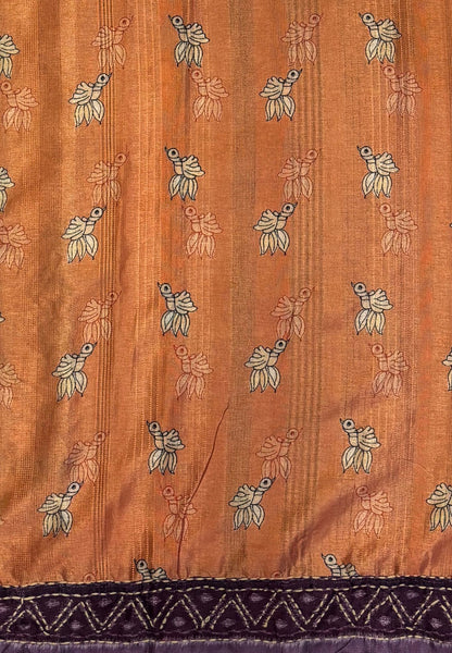 Dola Saree-Pale Orange In Figurative Tribal Motif Border