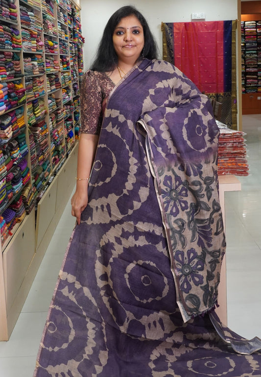 Linen Saree -Voilet
