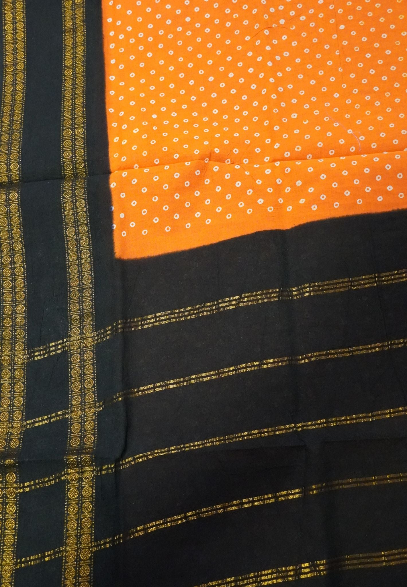 Sungudi Cotton-Bandhini Orange