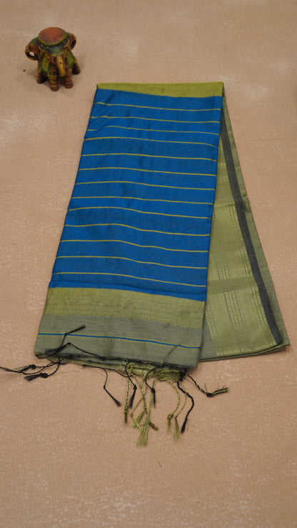 Maheswari Cotton Saree Lines-Grey