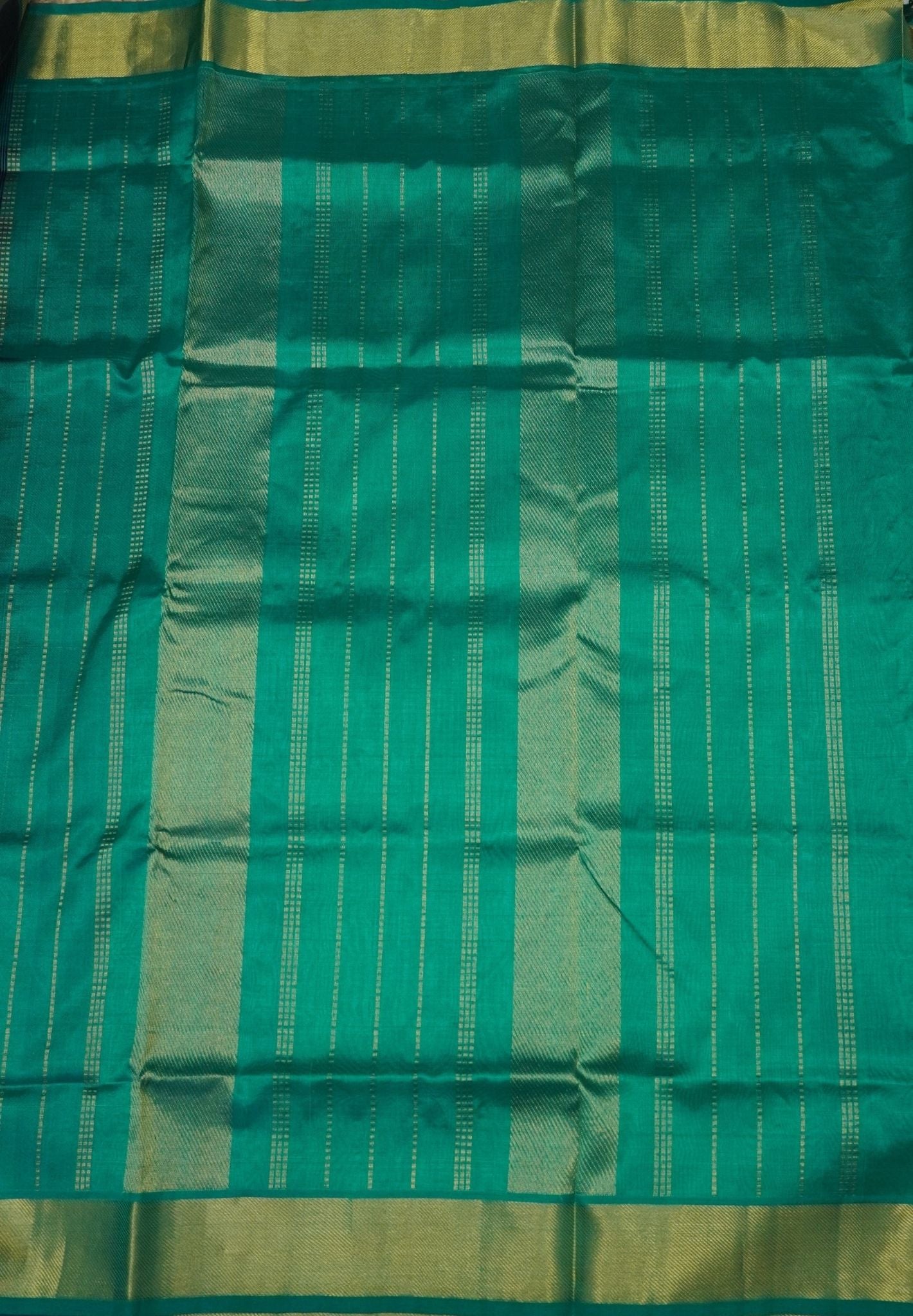 Pure Silk Cotton Saree – Navy Blue in Big Zari Checks with Tissue Border