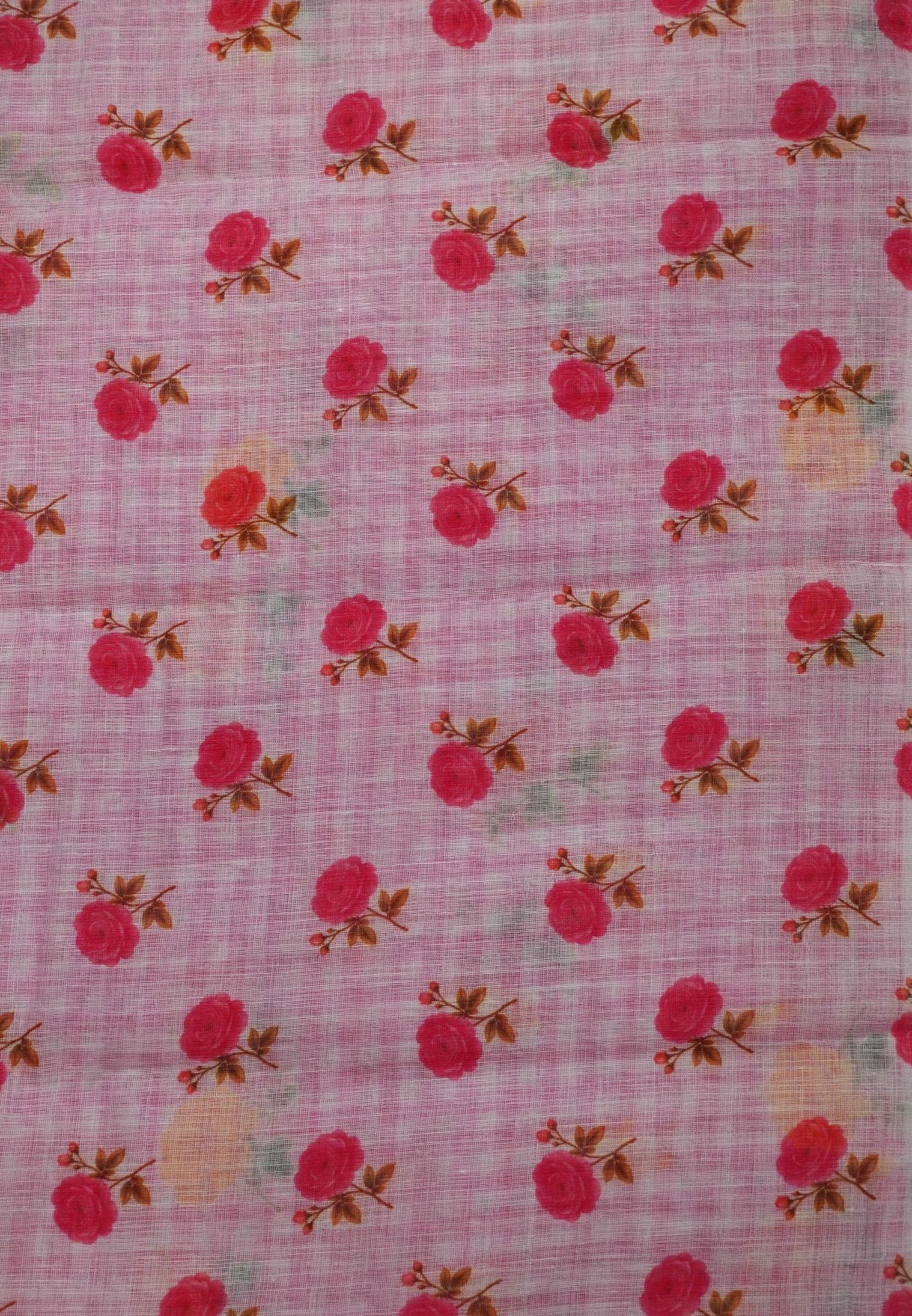 Linen Saree - Checks Red