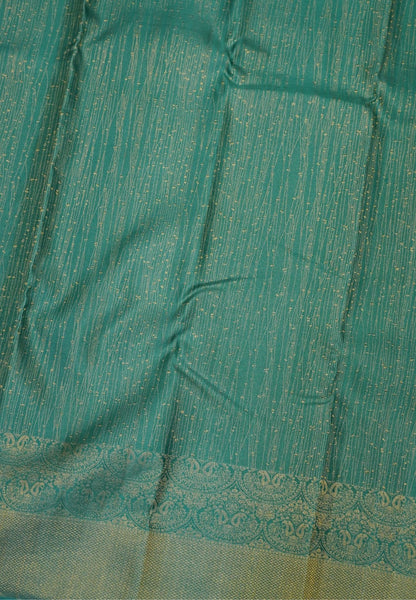 Pure Kanchipuram Silk Saree- Green Full Zari Work with Manga Border