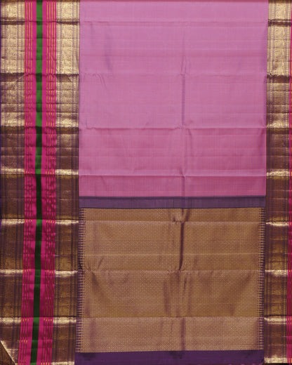 Pure Kanjivaram Saree Onion Purple Half Gold Silk Saree and Contrast Purple  Rich Pallu With Long Annam Butta with Line  Zari Boder