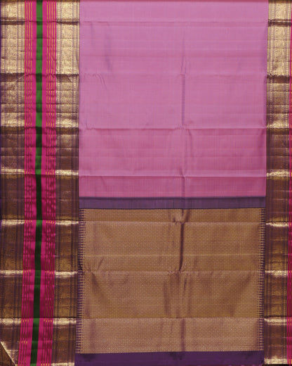 Pure Kanjivaram Saree Onion Purple Half Gold Silk Saree and Contrast Purple  Rich Pallu With Long Annam Butta with Line  Zari Boder