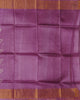 Pure Dark Lavendar Tussar Checked and Self Pallu with Tissue Border thumbnail