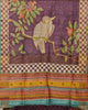 Pure Soft Tussar Floral Print and Self Pallu with Zari Butta Border thumbnail